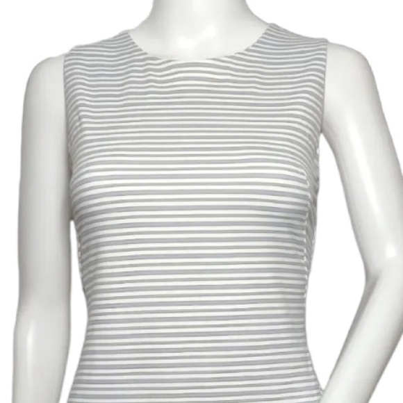 J. McLaughlin Sophia Dress Stripes White Gray Black Medium - Picture 2 of 10